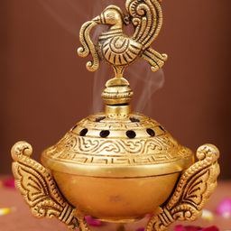 Servdharm Brass Peacock Loban Dan with Stand image 2