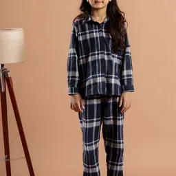 SANSKRUTIHOMES Girls Checked Pure Cotton Night suit-image-77