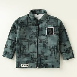 Dapper Dudes Full Sleeves Abstract Printed Jacket With Tee & Coordinating Pant Set - Olive image 4