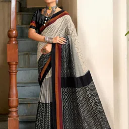 Mitera Printed Ethnic Motifs Ikat Saree-image-87