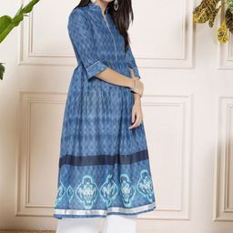 Sera Printed Pure Cotton Mandarin Collar Top With Palazzos Co-Ords-image-86