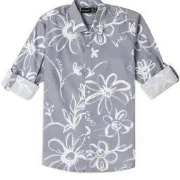 CAVIO Boys Comfort Spread Collar Floral Printed Cotton Casual Shirt-image-34