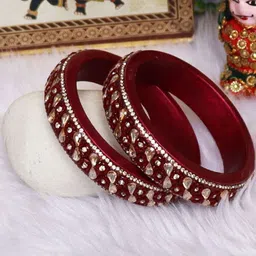 TAJ BRIDAL STORE Set Of 2 Kundan Studded Lac Bangles-picture-6