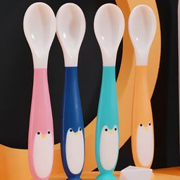 Cozy Vibes Children Learn Eating Baby Training Practice Tableware Twist Bendable Fork Spoon Silicone Soft Spoon Set Suction-Pack of 1 - Color May Vary image 5