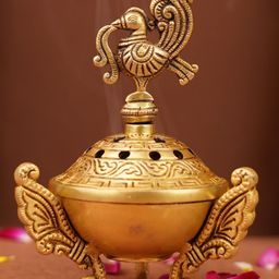 Servdharm Brass Peacock Loban Dan with Stand image 5