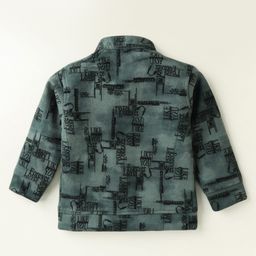 Dapper Dudes Full Sleeves Abstract Printed Jacket With Tee & Coordinating Pant Set - Olive image 5