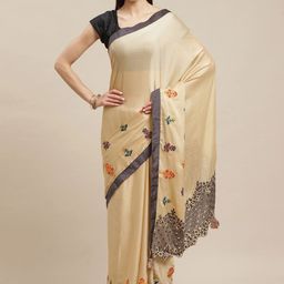 DIVASTRI Floral Embroidered Satin Saree-picture-16