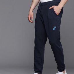 ASICS Men Navy Blue Basic Logo Printed Slim Fit Training Joggers-image-3