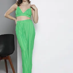 Boohoo Pleated Bralette Top & Wide Leg Trouser Set-image-29