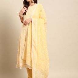 Anouk Women Ethnic Motifs Embroidered Empire Chikankari Kurta with Churidar & With Dupatta-picture-21