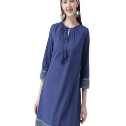 DODO & MOA Blue Regular Fit A Line Dress-image-56