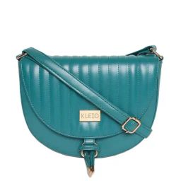 KLEIO Green Quilted Medium Sling Handbag-45