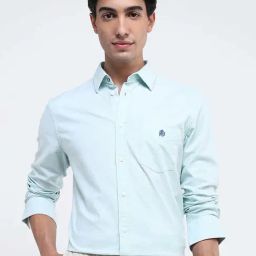 Rare Rabbit Green Regular Fit Solid Shirt-image-63