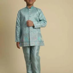 Pro-Ethic Style Developer Boys Firozi Sequence Full Sleeves Indowestern Sets image 3