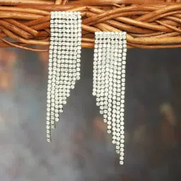 Zaveri Pearls Silver Austrian Diamonds Party Bling Earring-ZPFK16621 image 1