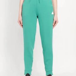ADIDAS Green Cotton Striped Sports Track Pants-picture-41