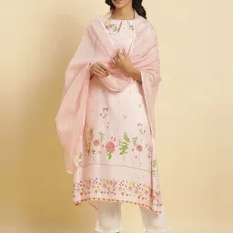 W Pink Woven Pattern Dupatta image 2
