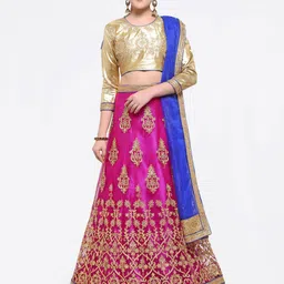 HERE&NOW Embroidered Semi-Stitched Lehenga & Unstitched Blouse With Dupatta-14
