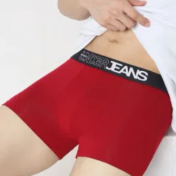 Underjeans By Spykar Assorted Cotton Regular Fit Trunks - Set Of 2 image 4
