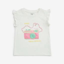 HOP Kids by Westside White Polaroid Camera Design Cotton Top-image-7