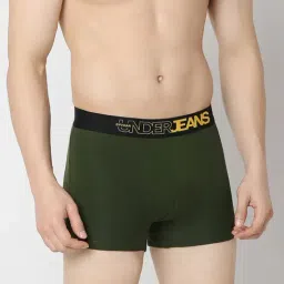 Underjeans By Spykar Assorted Cotton Regular Fit Trunks - Set Of 2 image 2