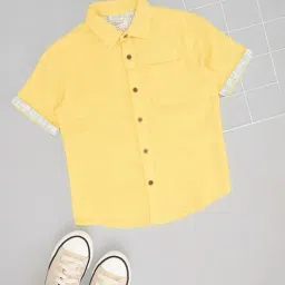 Pantaloons Junior Boys Yellow Cotton Solid Shirt-picture-33
