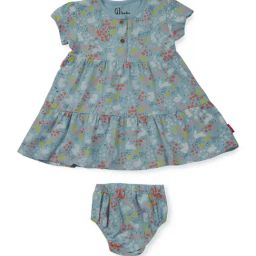 GJ baby Blue Floral Print Dress with Bloomers-image-29