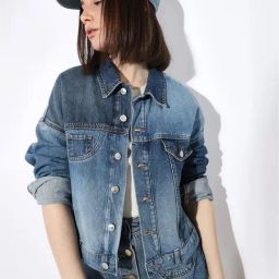 Only Blue Cotton Regular Fit Denim Jacket-picture-24