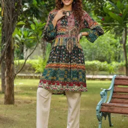 Rain and Rainbow Multicolor Printed A Line Kurta image 1