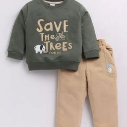 Dollar Kids Green & Beige Embroidered Full Sleeves T-Shirt with Jeans-image-35