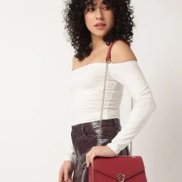 Fastrack CL7 Maroon Textured Medium Sling Handbag-30
