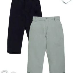 Kiddopanti Boys Black & Light Green Cotton Regular Fit Pants - Pack of 2-image-42