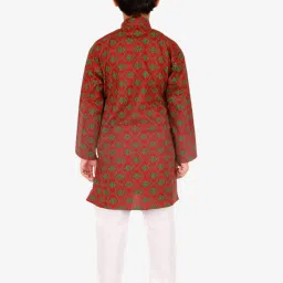 Pro-Ethic Style Developer Kids Red & White Printed Full Sleeves Kurta with Pyjamas image 2
