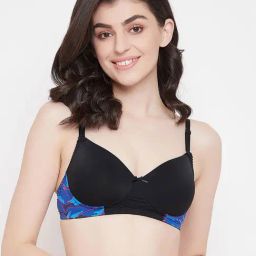Clovia Black Geometric Print Non Wired Padded T-Shirt Bra-image-18