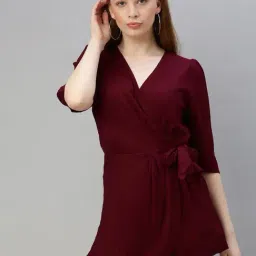 Sera Maroon Above Knee Playsuit-image-34