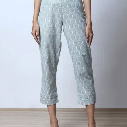 Biba White & Blue Regular Fit Elasticated Crop Pants-picture-13