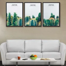 999store White & Green Cactus Multi Frame Paintings-22