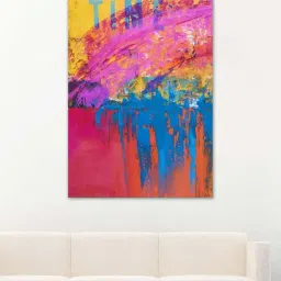 999store Pink & Blue World Time Artwork Abstract Panel Canvas Painting-18