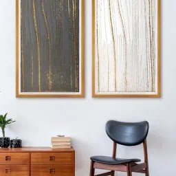 999Store Gold & Black Rustic Printed Canvas Paintings - Set of 2-1