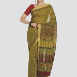 Kalakari India Green Cotton Printed Saree With Unstitched Blouse-picture-28