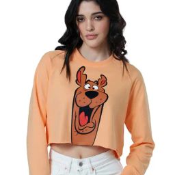 The Souled Store Orange Scooby Doo Print Crop Sweatshirt-image-7