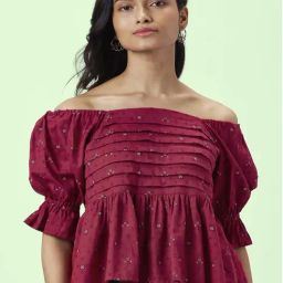 People by Pantaloons Red Cotton Printed Top-image-46