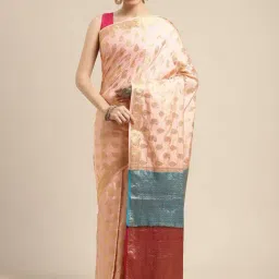 Mimosa Pink Silk Woven Saree With Unstitched Blouse-picture-24