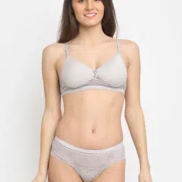 Friskers Grey Self Design Bra & Panty Set-image-66
