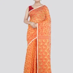 Pinkloom Yellow & Red Cotton Woven Saree-picture-28