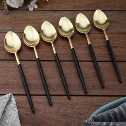 VarEesha Radiant Golden & Black Stainless Steel Spoons - Set of 6-image-67