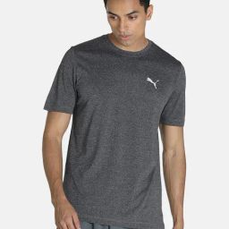Puma Charcoal Round Neck Polyester T-Shirt-image-4