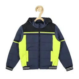 Allen Solly Junior Navy & Green Color Block Full Sleeves Jacket-image-65