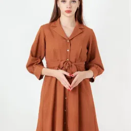 Zink London Brown A-Line Dress-image-46