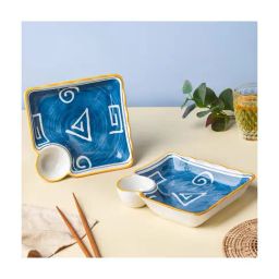 Nestasia Printed ¿White ¿Ceramic Nitori Square Plates with Section - Set of 2-19